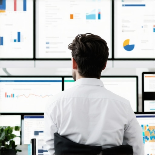 A digital marketer reviewing local search analytics with charts and maps