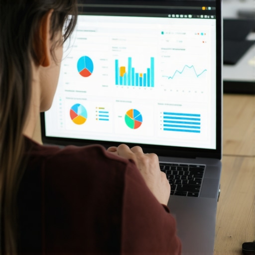 Person analyzing local SEO metrics on a laptop with graphs