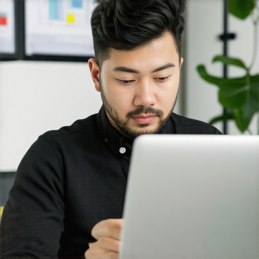 Business owner reviewing SEO analytics and maps on laptop