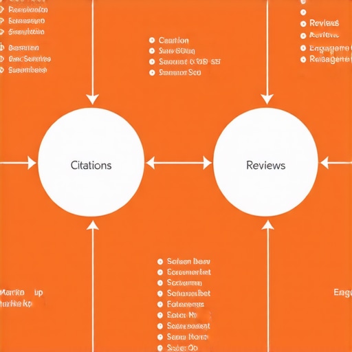 Diagram showing various strategies like schema markup, citation management, and review optimization to improve map rankings.
