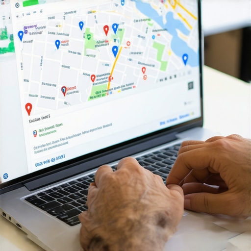 Person working on local map SEO optimization on a computer screen