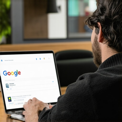 Business owner enhancing their Google My Business listing on a laptop.