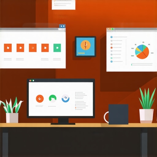 SEO tools workspace for map ranking A desk with multiple monitors displaying local SEO dashboards and citation tracking sheets.