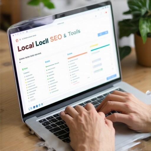 Person analyzing local SEO data on a laptop for map ranking performance.