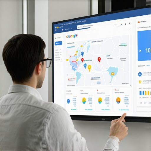 SEO specialist analyzing Google Maps rankings and algorithms with charts