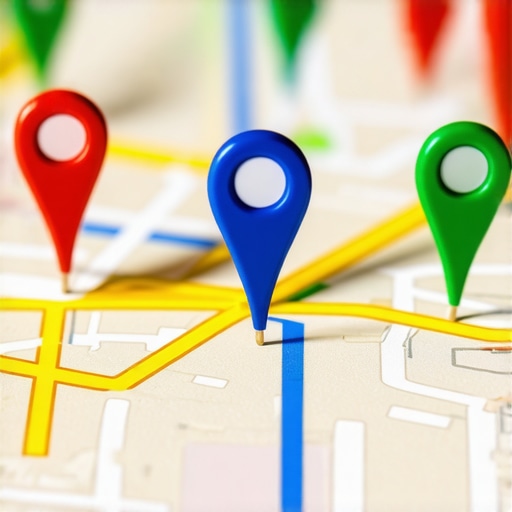 Map with pins representing optimized Google My Business profiles and reviews