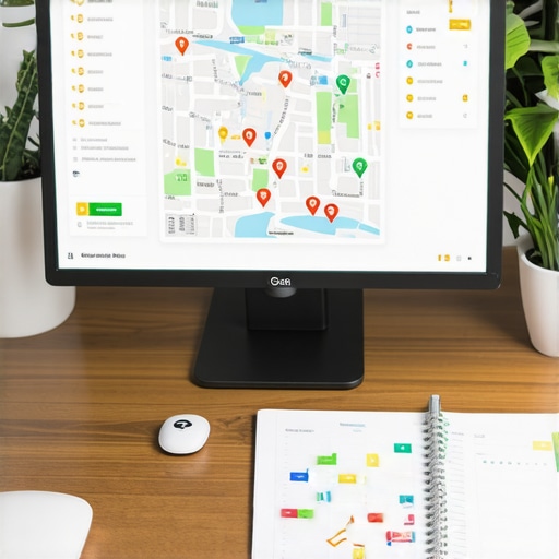 Map SEO expert reviewing Google Maps analytics in an office setting
