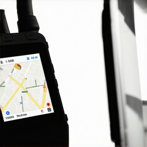 GPS device with a computer analytics dashboard showing local map rankings.