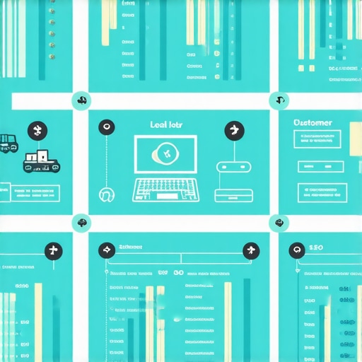 Infographic illustrating local customer pathways, engagement metrics, and data synchronization in SEO