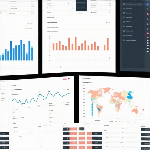 A desk setup with multiple screens showing SEO analytics and map ranking dashboards, illustrating the use of specialized tools for local SEO maintenance.