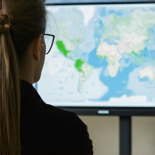 Expert analyzing digital maps with data overlays for local SEO enhancement.